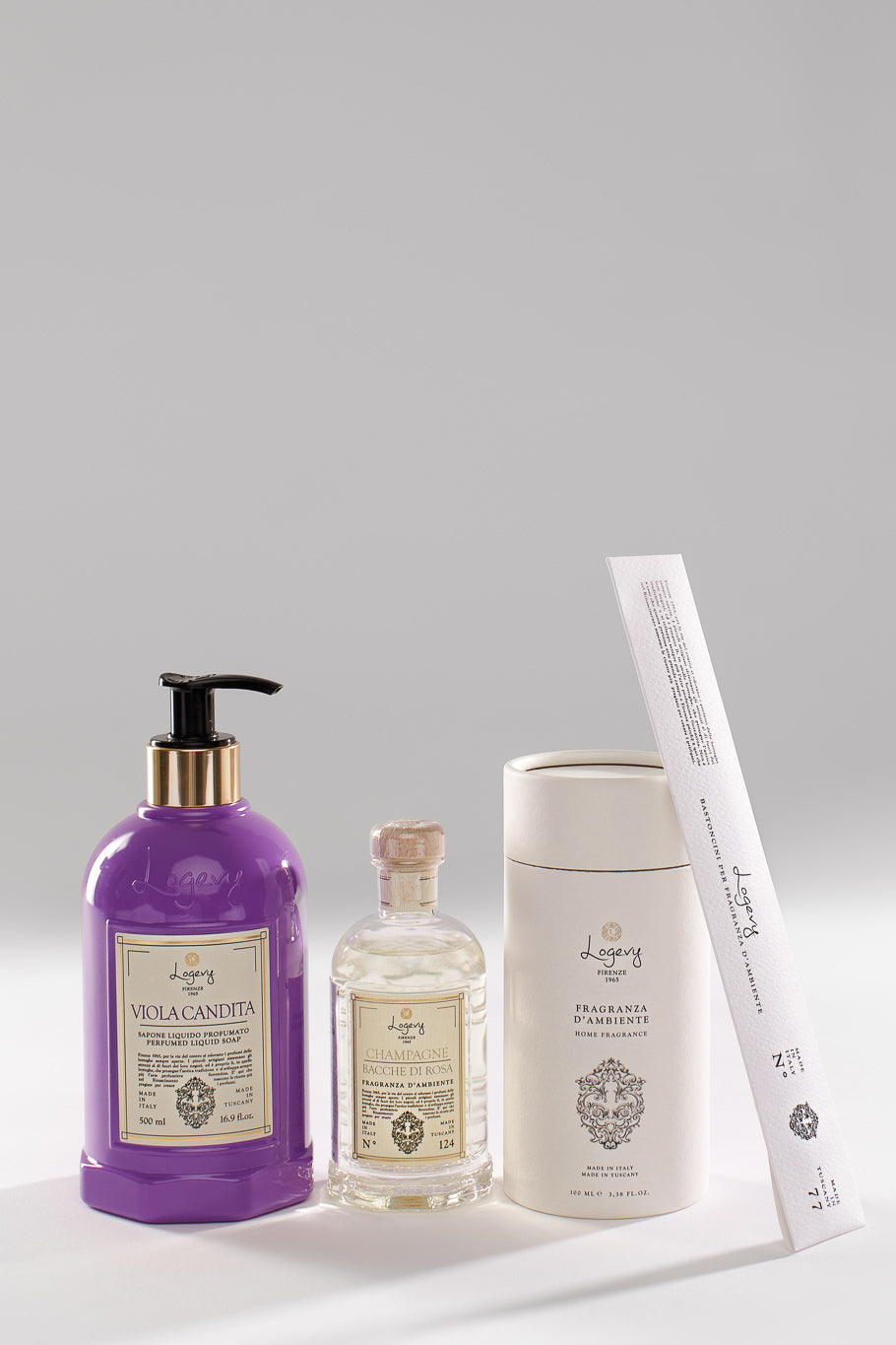 Logevy Firenze 1965 Gift Box - Soap "Viola Candita" + Room Fragrance "Champagne"