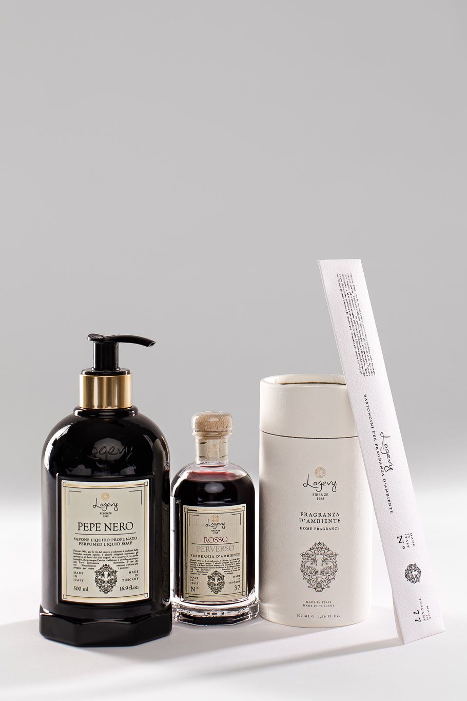 Logevy Firenze 1965 Gift Box - Soap "PEPE NERO" + Room Fragrance "ROSSO PROVERSO"
