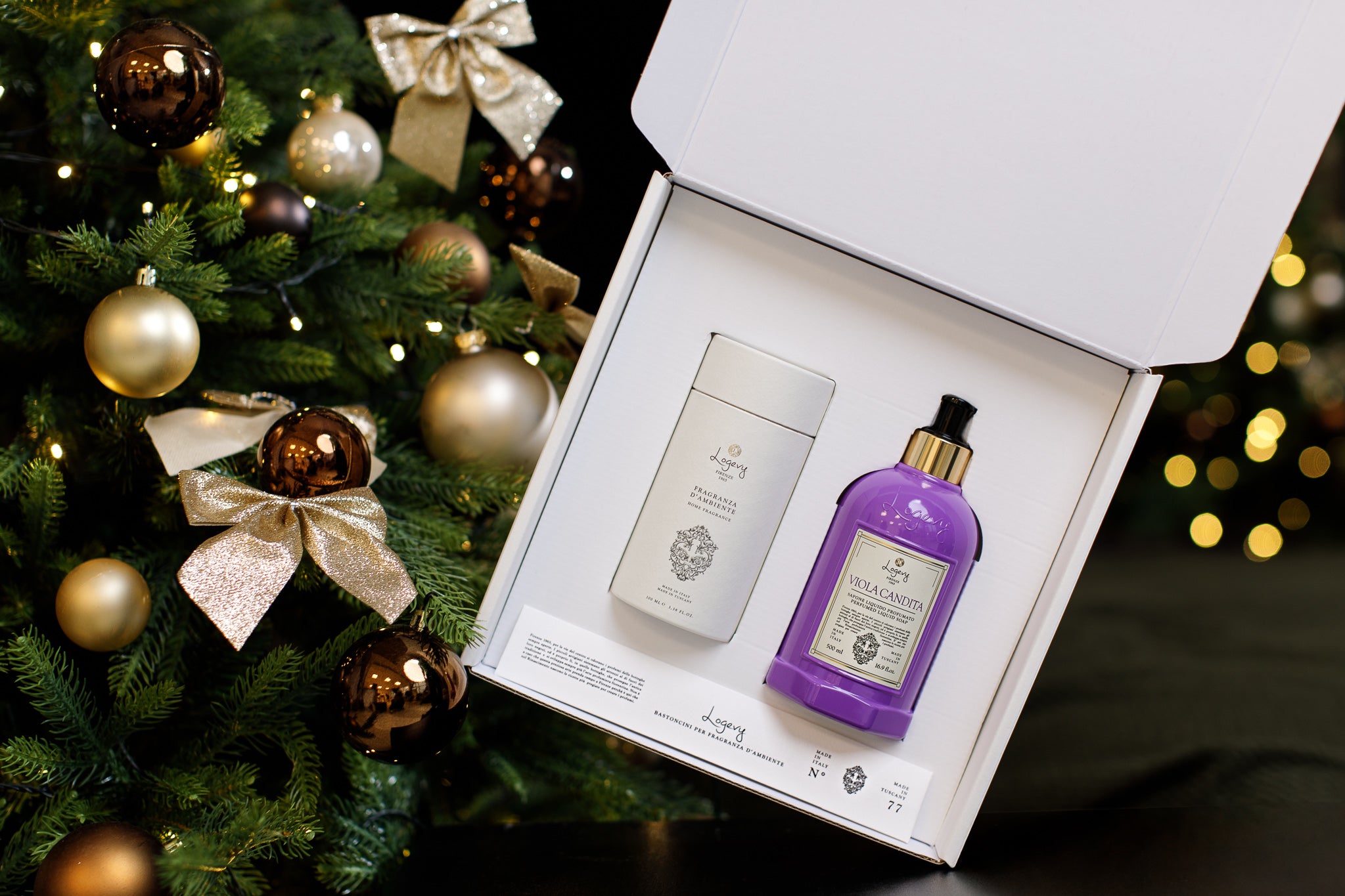 Logevy Firenze 1965 Gift Box - Soap "Viola Candita" + Room Fragrance "Champagne"