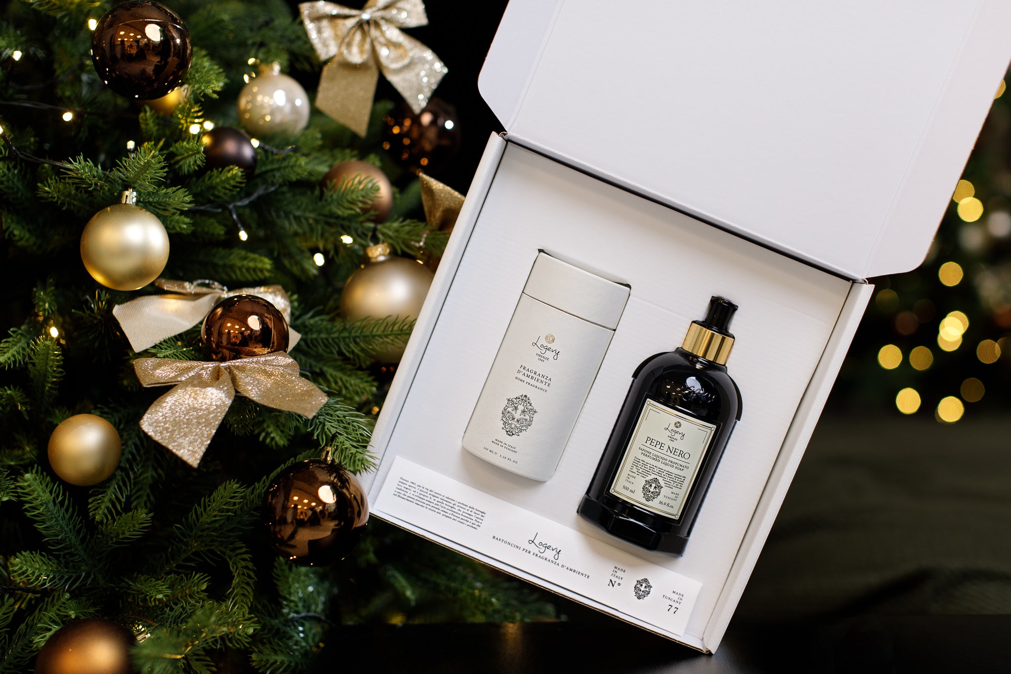 Logevy Firenze 1965 Gift Box - Soap "PEPE NERO" + Room Fragrance "ROSSO PROVERSO"
