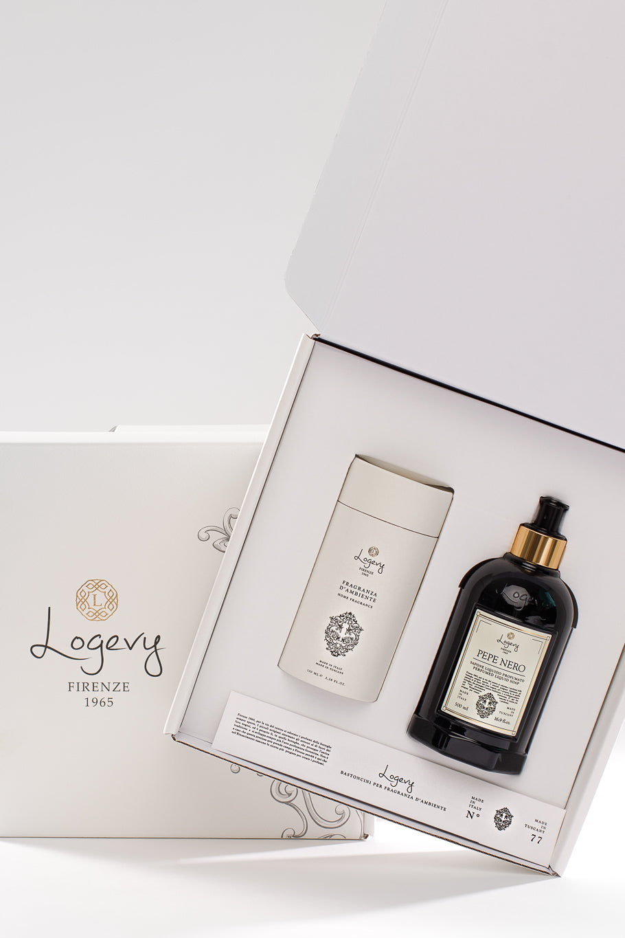 Logevy Firenze 1965 Gift Box - Soap "PEPE NERO" + Room Fragrance "ROSSO PROVERSO"
