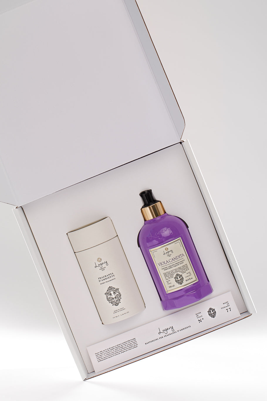 Logevy Firenze 1965 Gift Box - Soap "Viola Candita" + Room Fragrance "Champagne"